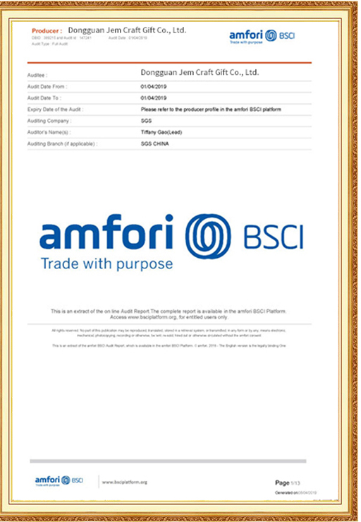 Certificat BSCI